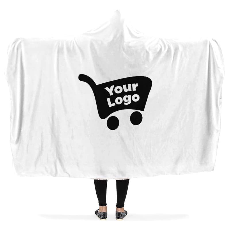 Custom print-on-demand hooded blanket